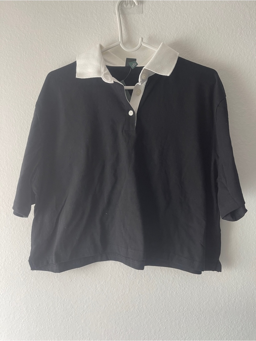 wild fable Black Polo Top with White Collar